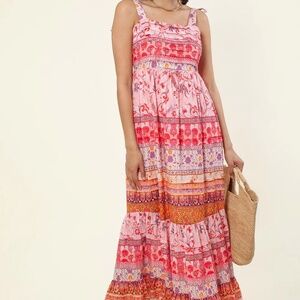 NWT Hale Bob, Sayen maxi dress in pink floral print